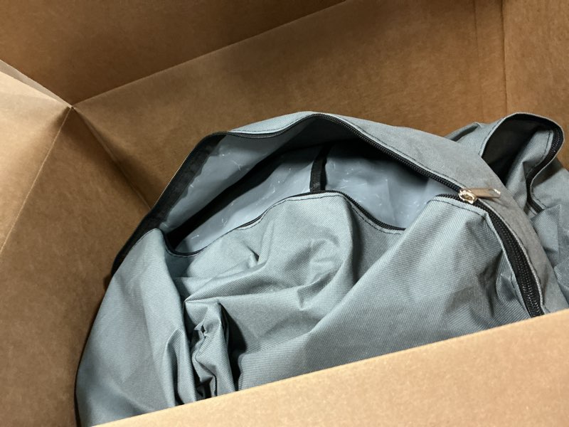 Condition photo showing As Is for Christmas Tree Storage Bag, Fits Up to 10 Ft Tall Artificial Trees, Heavy Duty 600D Oxford Skeleton Storage Box with Reinforced Handles, Zipper, Transparent Pocket, Gray Fit for 10ft Gray