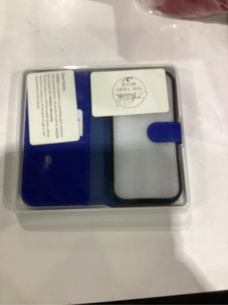 Condition photo showing New/Like New for TUCCH Wallet Case for iPhone 16, Kickstand [RFID Blocking] [4 Card Slots] TPU Interior Protective Case, Magnetic Folio Shockproof PU Leather Flip Cover Compatible with iPhone 16 5G, Klein Blue Textured Klein Blue