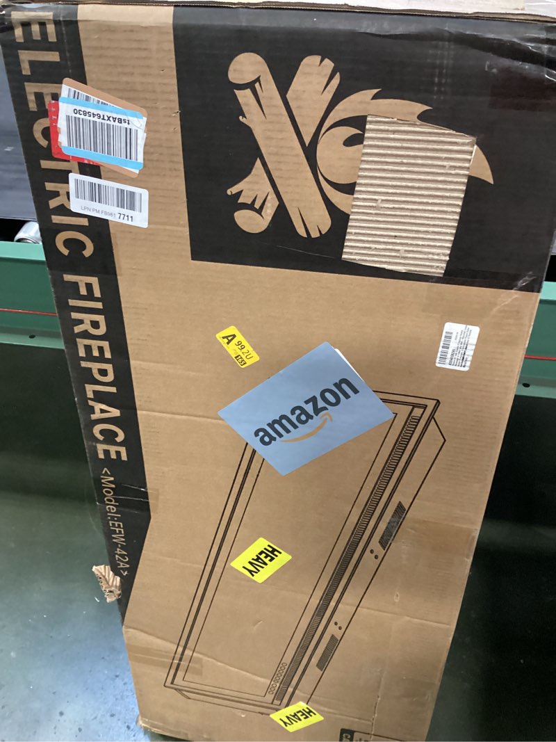 Condition photo showing New/Like New for 42'' Electric Fireplace Heater, Recessed and Wall Mounted Freestanding Linear Fireplace, Ultra-Thin Wall Fireplace with 13 Adjustable Flame Color and 5 Brightness, Remote Control, 1500/750W 42'' with remote