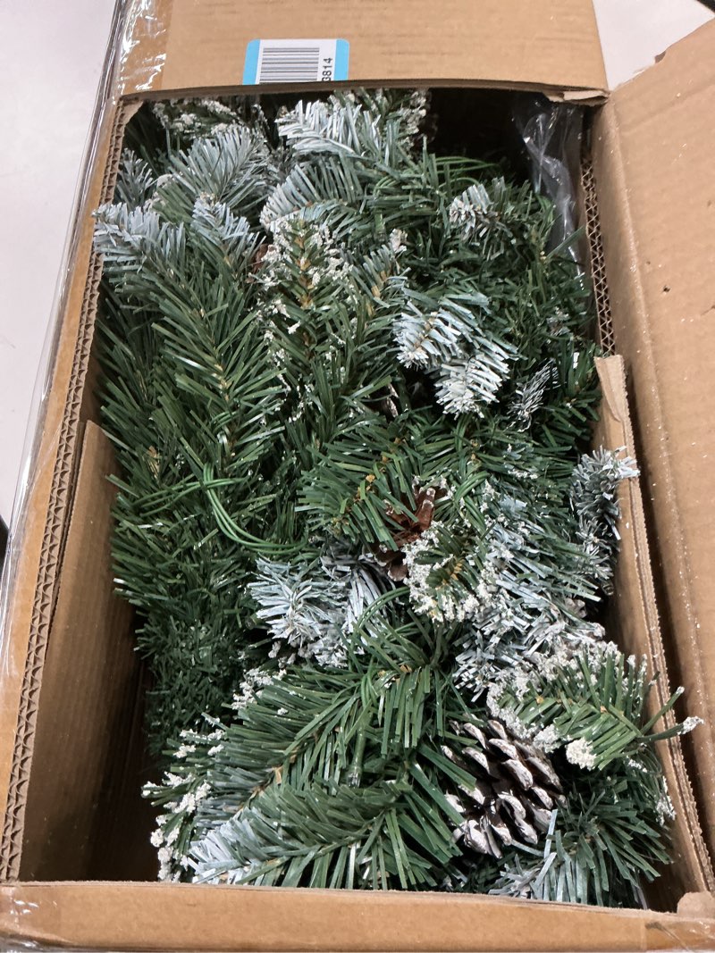 Condition photo showing Good Condition for Homde Pencil Christmas Tree 6 Foot Pre-Lit Artificial Christmas Tree with Flocked Snow Pine Cone 160 Warm White Lights Holiday Decor 5ft 11in