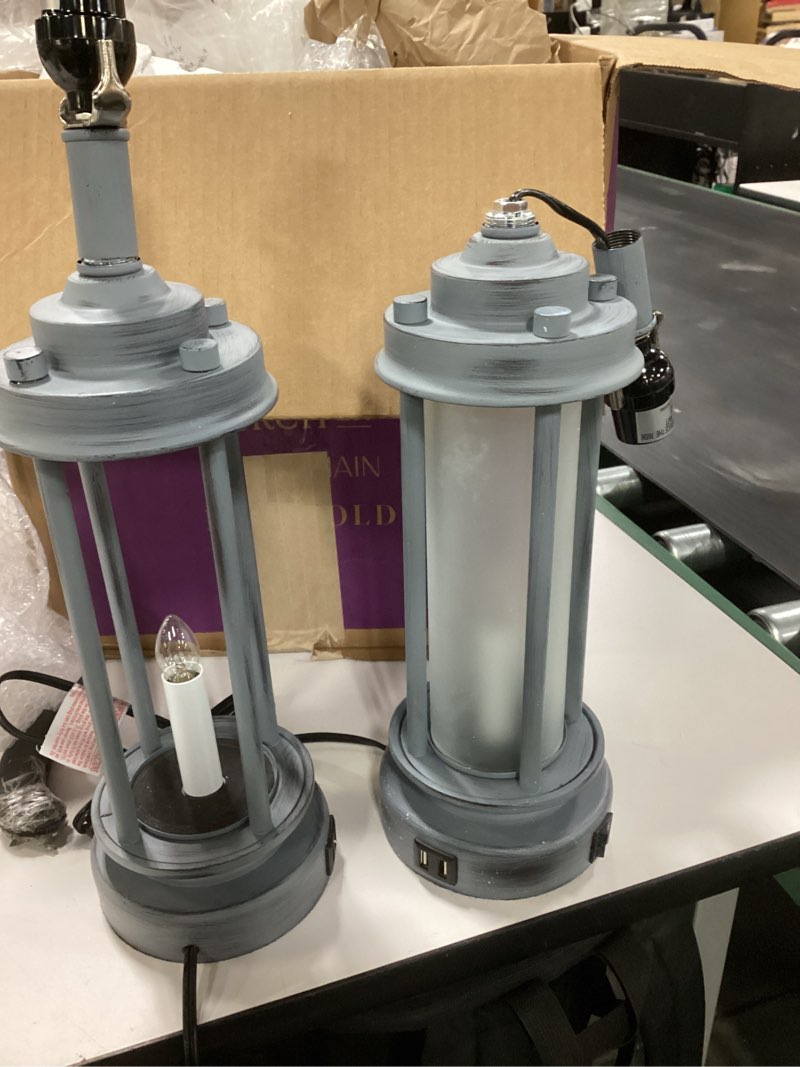 25" Latwanda Table Lamp Set With Night Light And USB Ports