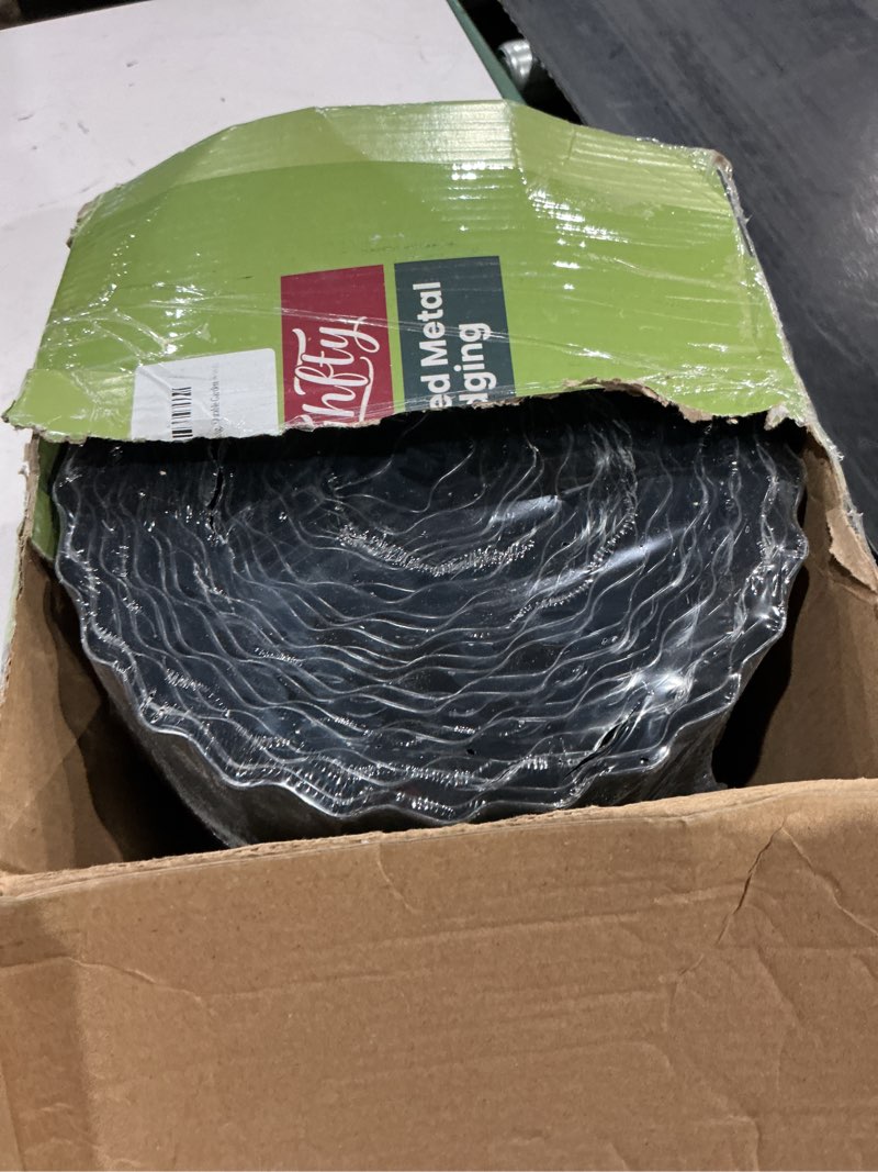 Condition photo showing As Is for zxzyhfty corrugated metal garden edging, 6" x 40ft black landscape border for lawn, flower beds, paver edging, durable garden fence. 6"×40ft black 1
