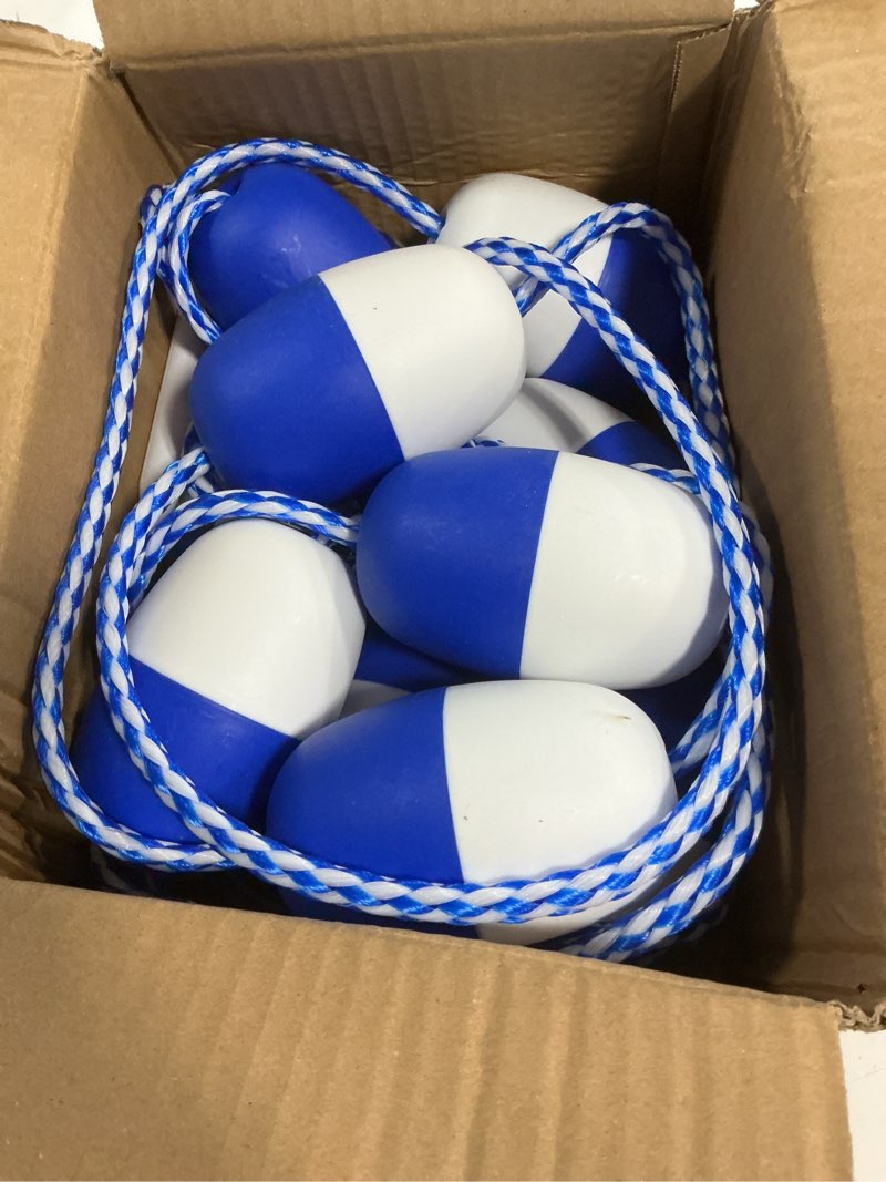 Condition photo showing Good Condition for pool safety rope floats buoy - 15ft-22ft adjustable floating safety rope to divide pool with 10 floats and 2 hooks, swim buoy divider race lanes accessories for indoor and outdoor swimming pools