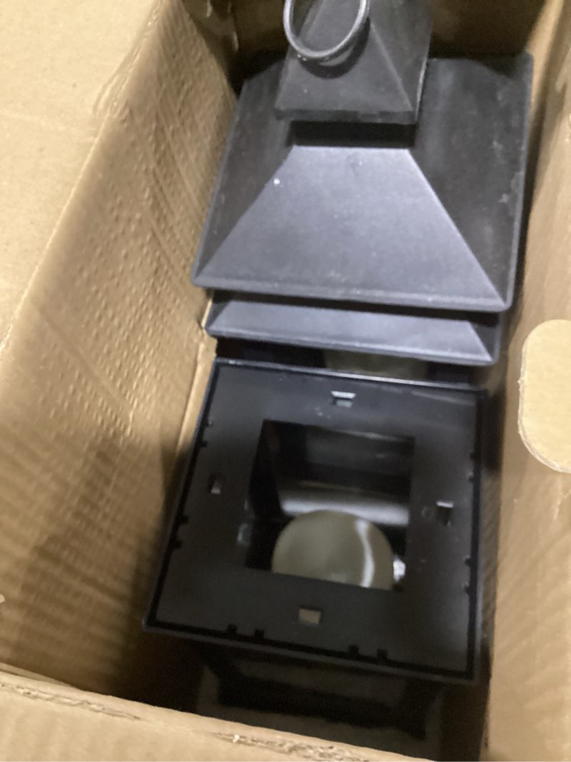 Condition photo showing New/Like New for lanterns decorative indoor, 2 pack black decorative flameless candle lanterns with timer, vintage 14" waterproof hanging outdoor lanterns, battery operated for porch, patio, wedding decor black-2pcs 2