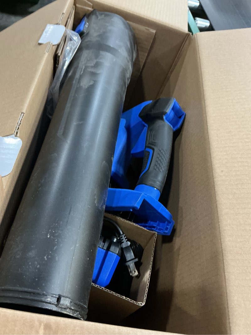 Condition photo showing As Is for Kobalt 24-Volt Max 120-MPH Brushless Handheld Cordless Electric Leaf Blower 4 Ah (Battery Included and Charger Included)