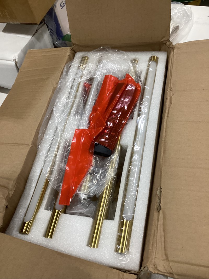 Condition photo showing New/Like New for Battery Operated Gold Wall Sconces Set of 2, 30" Wireless Rechargeable LED Wall Lamps with Remote Control, 3 Color Stepless Dimming 360° Rotate Wall Decor Lighting for Living Room Hallway Bedroom 30 Inch Gold