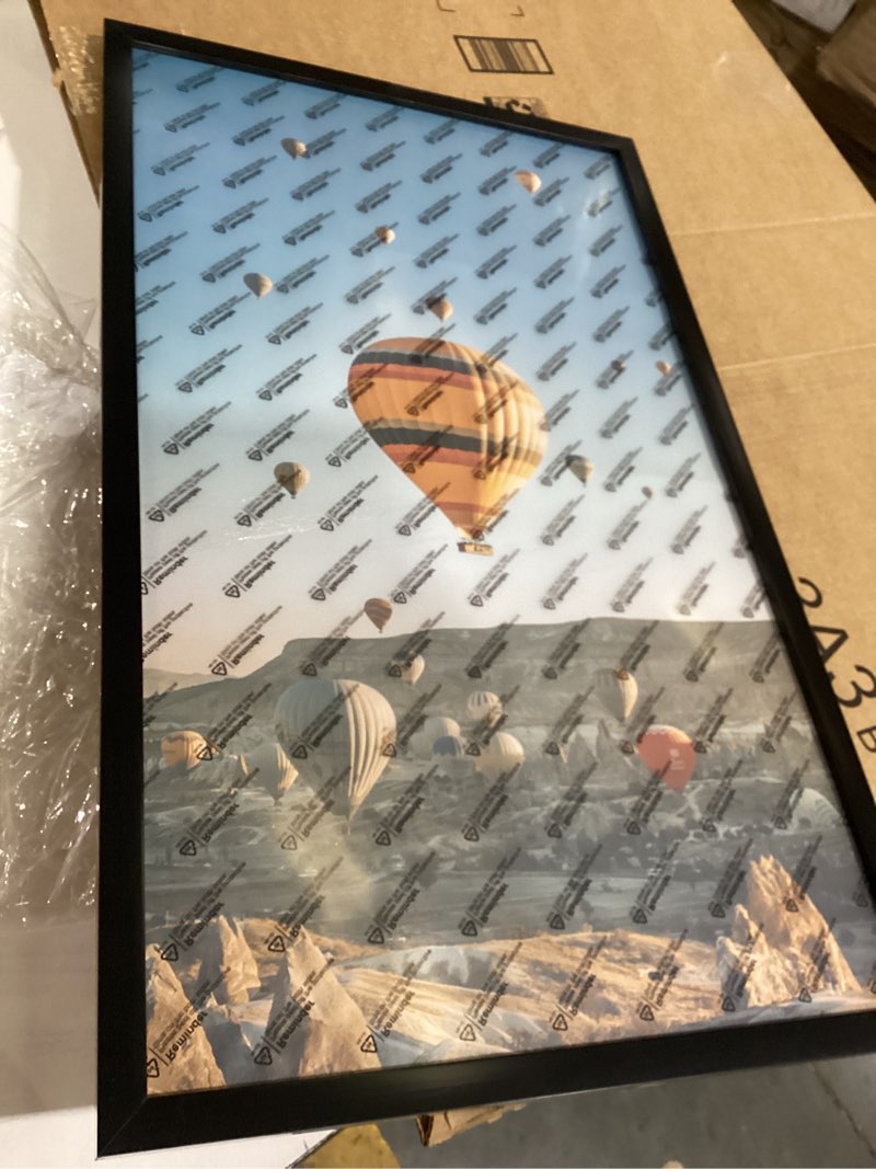 Condition photo showing As Is for 14x24 picture frame for wall display, 14x24 black picture frame with shatter resistant plexiglass, stable and sturdy 14 x 24 poster frame for wall display, handpicked gift collection, 1 pack