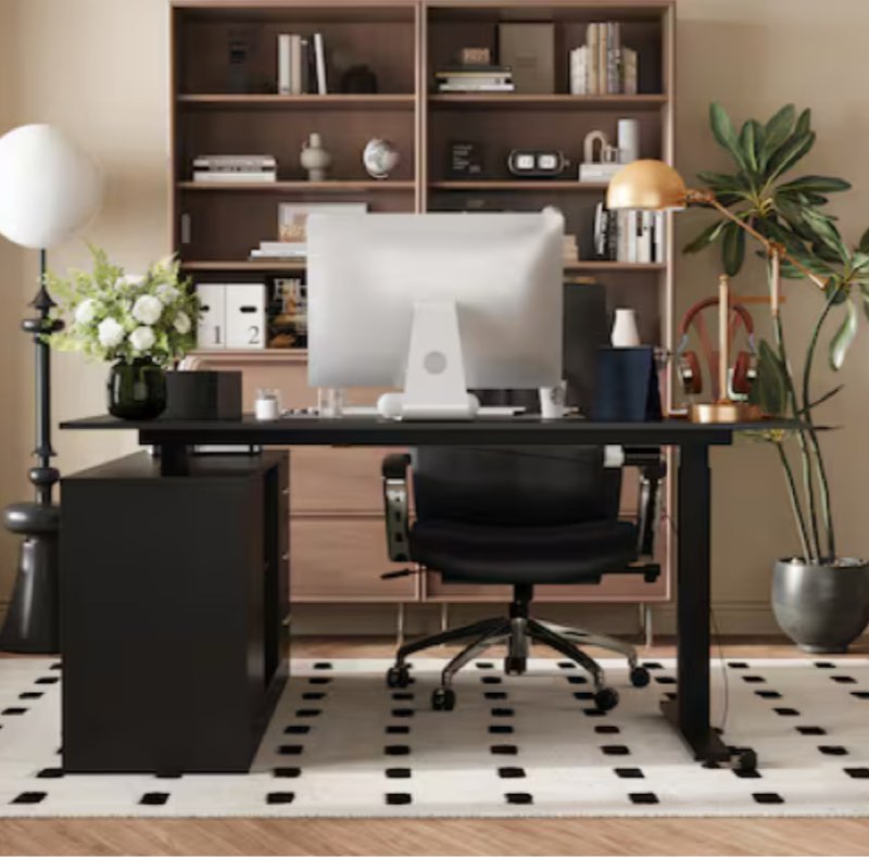 63-in Black Modern/Contemporary L-shaped desk