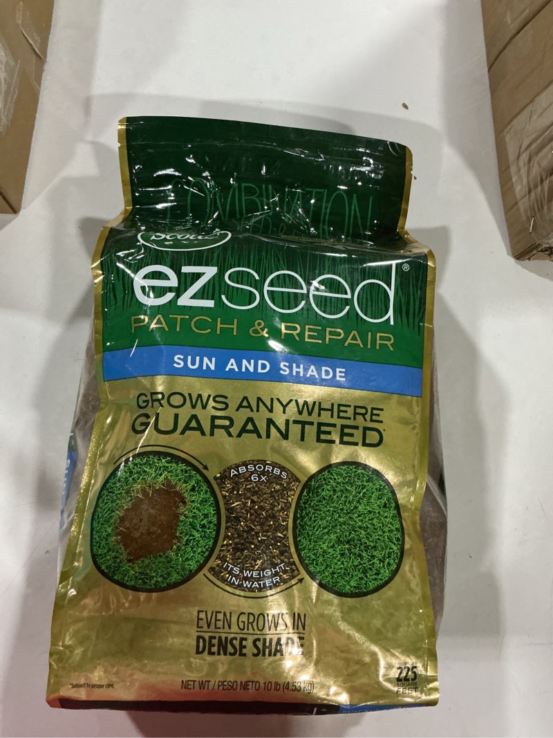 Condition photo showing New/Like New for scotts ez seed sun & shade 10lb: patch & repair, tackifier, quick germination