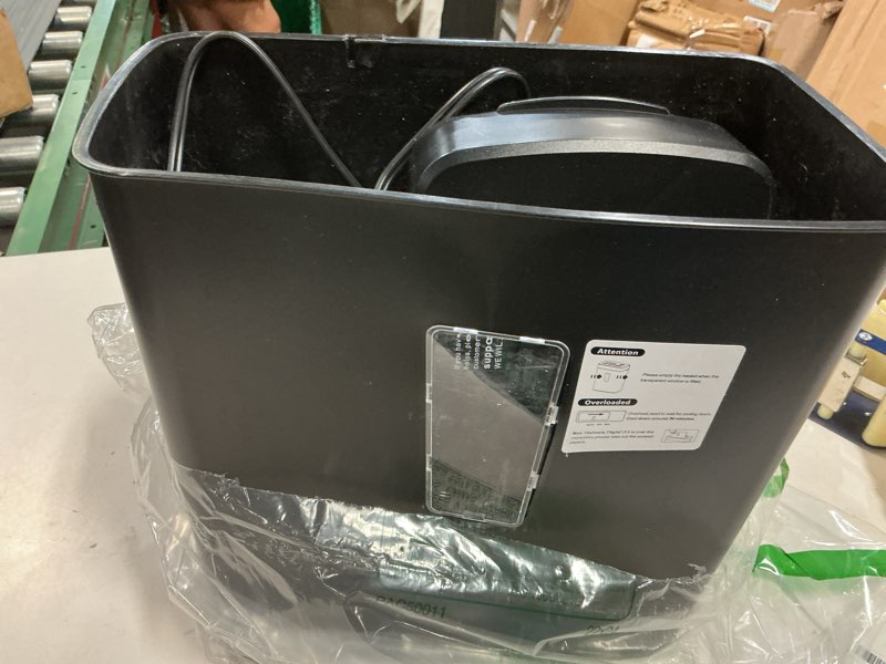 Condition photo showing As Is for woolsche paper shredder,10-sheet cross cut with 3.43-gallon basket, p-4 security level,3-mode design - shreds cd and credit card,durable,fast and jam proof for home office (etl certified)