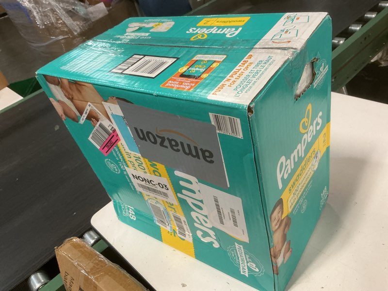 Condition photo showing New/Like New for Pampers Swaddlers Diapers, Size 2 (12-18 lbs), 148 Count, Absorbent, Keeps Baby Dry and Comfortable, Skin Safe Disposable Baby Diaper Size 2 148
