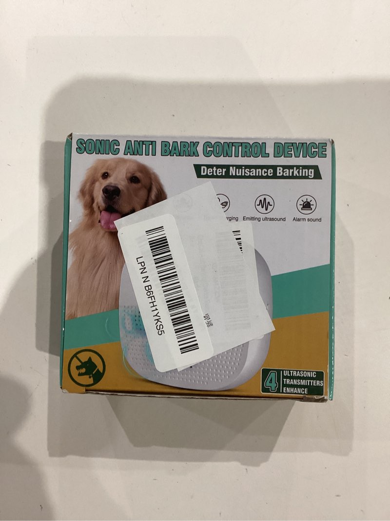 Condition photo showing As Is for Dog Barking Control Devices, Bark Box with Remote Control, Rechargeable, Waterproof, Adjustable Modes & Frequencies, Anti Barking Device for Dogs Indoor Outdoor (White)