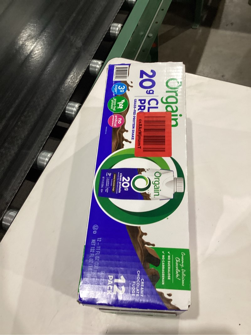 Condition photo showing New/Like New for Orgain Clean Protein Shake, Grass Fed Dairy, Creamy Chocolate Fudge - 20g Whey High Protein, Kosher, Ready to Drink, Low Net Carbs, Gluten Free, No Soy Ingredients, 11 Fl Oz (Pack of 12)