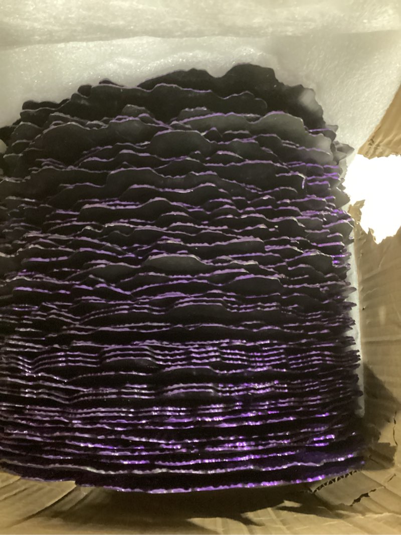 Condition photo showing Good Condition for 50 Pcs Purple Charger Plates Bulk, 13" Reef Plate Chargers for Dinner, Plastic Floral Decorative Plates for Table Setting, Wedding, Party, Event, Decoration Purple 50 Pcs
