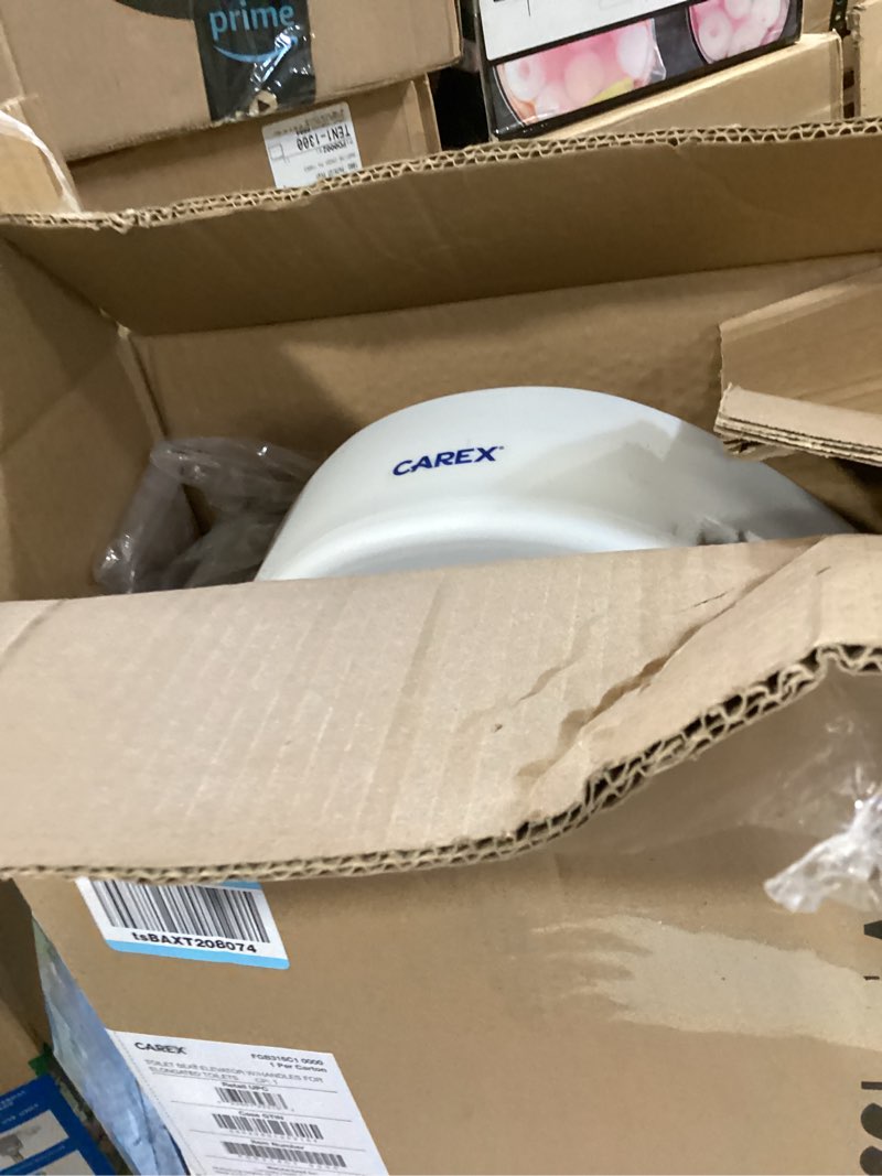 Condition photo showing Good Condition for carex 3.5 inch raised toilet seat with arms, elongated toilet seat riser, up to 250 lbs capacity, elevating & raising seat for elderly & handicap, universal, slip-resistant with padded handles, white
