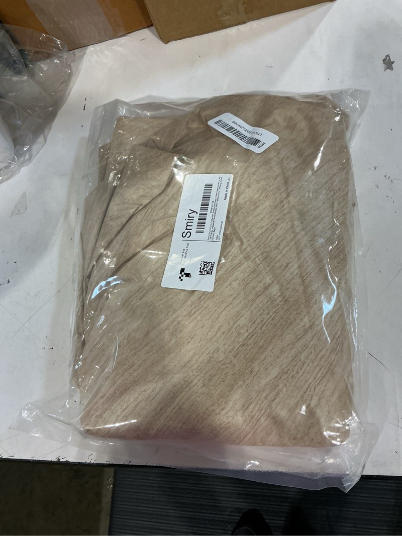 Condition photo showing New/Like New for smiry round picnic tablecloth, waterproof elastic fitted table covers for 45" - 56" tables, wipeable flannel backed vinyl tablecloths for camping, indoor, outdoor, beige beige for up to 45"-56" round