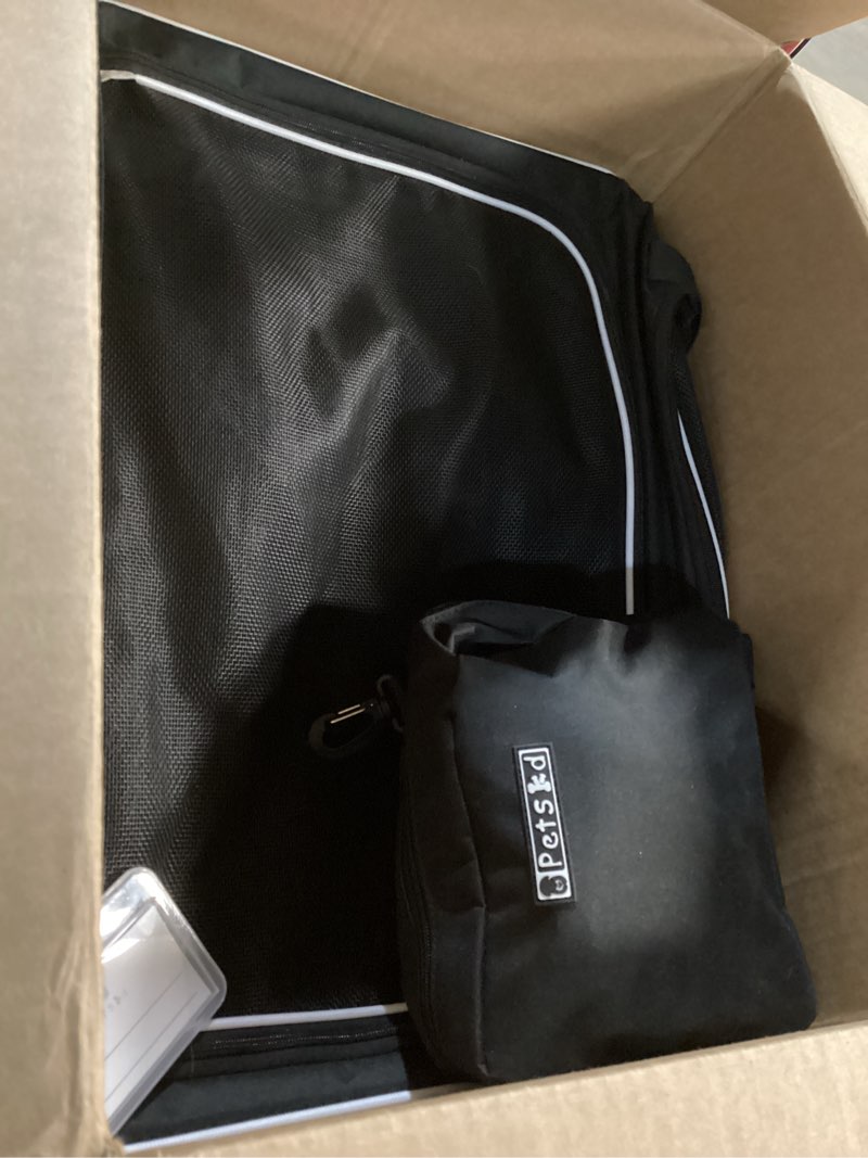 Condition photo showing As Is for Petskd Side Expandable Extra Large Cat Carrier with Litter Box Area, 24"x17"x17" Soft-Sided Pet Carrier for 2 Cats Under 55 lbs with Zipper Locks for Car Travel(Black)