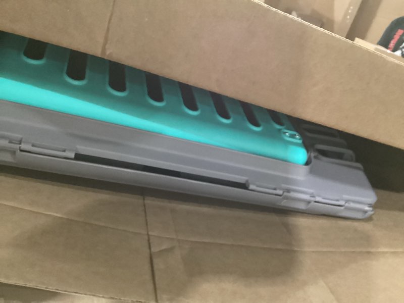 Condition photo showing Good Condition for sportpet x-large hard-sided travel cat carrier - cat carrier with patented wide side-opening door, foldable portable pet carrier for cats & small pets up to 35lbs - dark gray/teal xl carrier