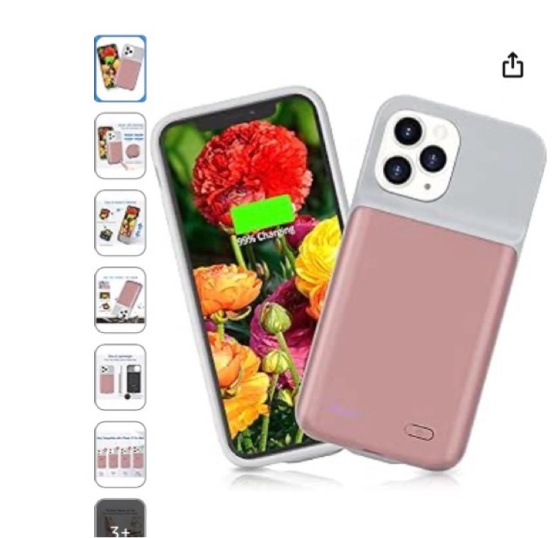 Battery Case for iPhone 12 Pro Max , 8500mAh Rechargeable Portable Charging Case with Wireless Charg