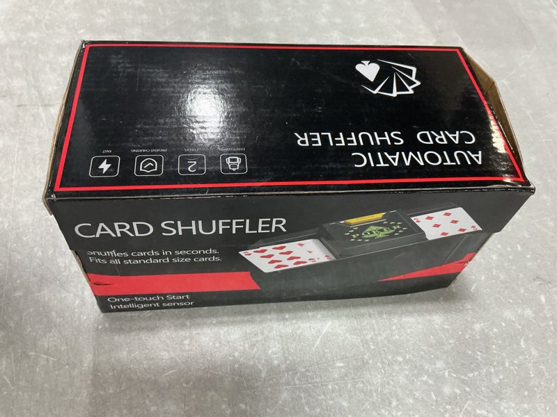 Condition photo showing New/Like New for 2 Deck Automatic Card Shuffler (Includes Cards) with One Touch - Low Noise USB/Battery-Powered Electric Shuffler for Poker, Blackjack, UNO, Casino Games, Home Use