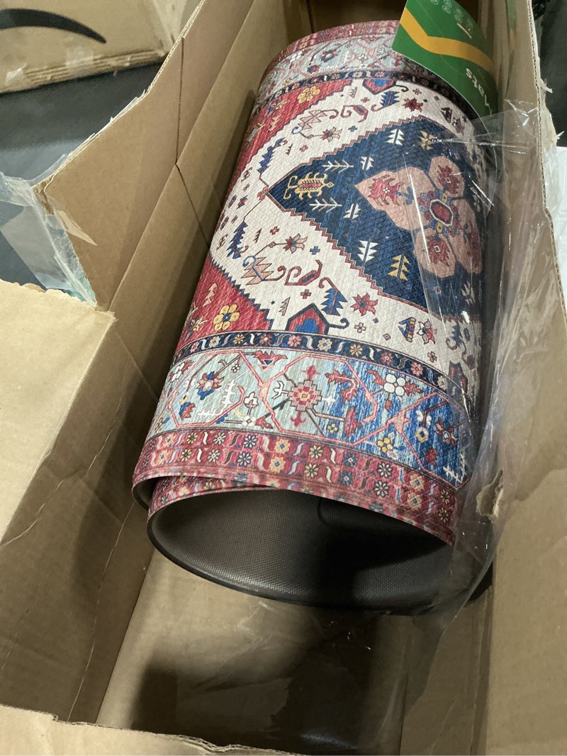 Condition photo showing Good Condition for KIMODE Anti Fatigue Kitchen Mats, Boho Distressed Kitchen Rugs 20"x47"+20"x32", Non-Slip Waterproof Kitchen Floor Mats, Comfort Mats for Kitchen Floor, Sink, Laundry, Office, Desk Red 20" x 47"+20" x 32"--0.47 inches Red Floral