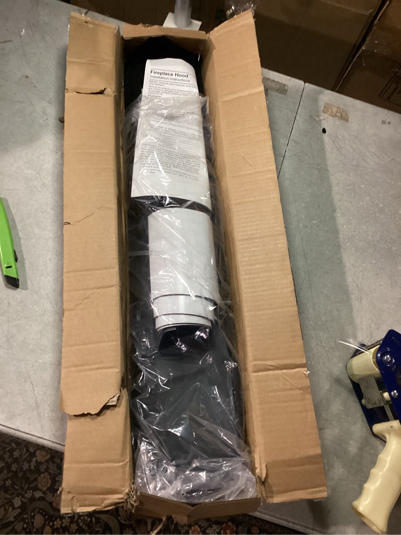 Condition photo showing New/Like New for Adjustable Fireplace Hood & Heat Deflector – 28 to 48 Inch Fireplaces Hood Heat Smoke Guard Shield Mantel Protects from Heat Damage (Black) 4 inch