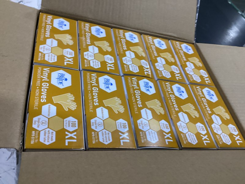 Condition photo showing Good Condition for med pride vinyl gloves| x-large case of 1000| 4.3 mil thick, powder-free, non-sterile, heavy duty disposable gloves| professional grade for healthcare, medical, food handling, and more 1000 x-large