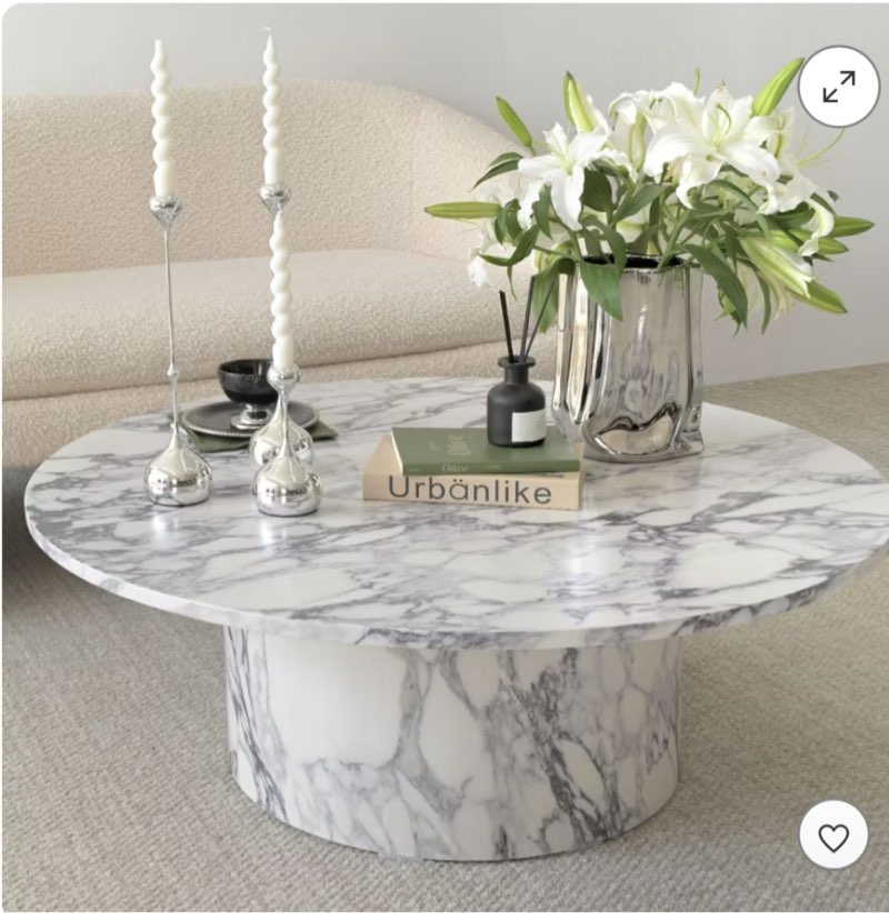 Incomplete box 1 only) 40\" Dwen Manufactured Wood Foil with Grain Paper Round Coffee Table With Pedestal Base-Maison Boucle