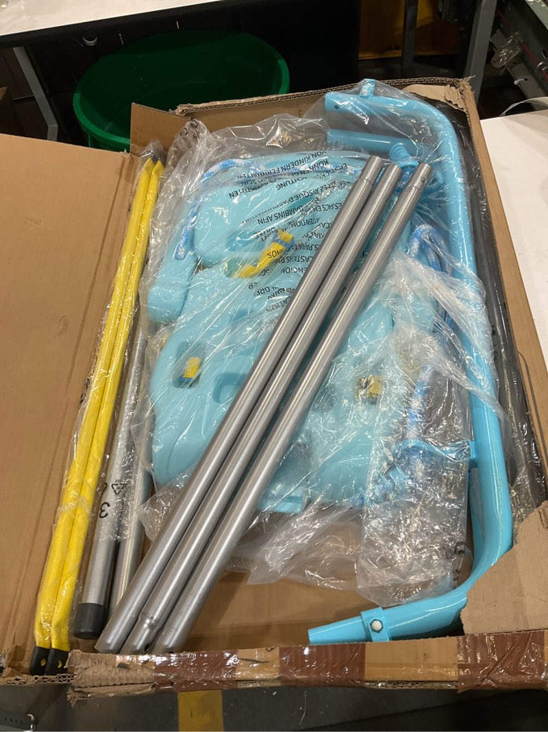 Condition photo showing New/Like New for sportspower fns-004 my 1st toddler swing - heavy-duty baby indoor/outdoor swing set with safety harness, puppy version, 58" l x 58" w x 47" h baby blue/yellow