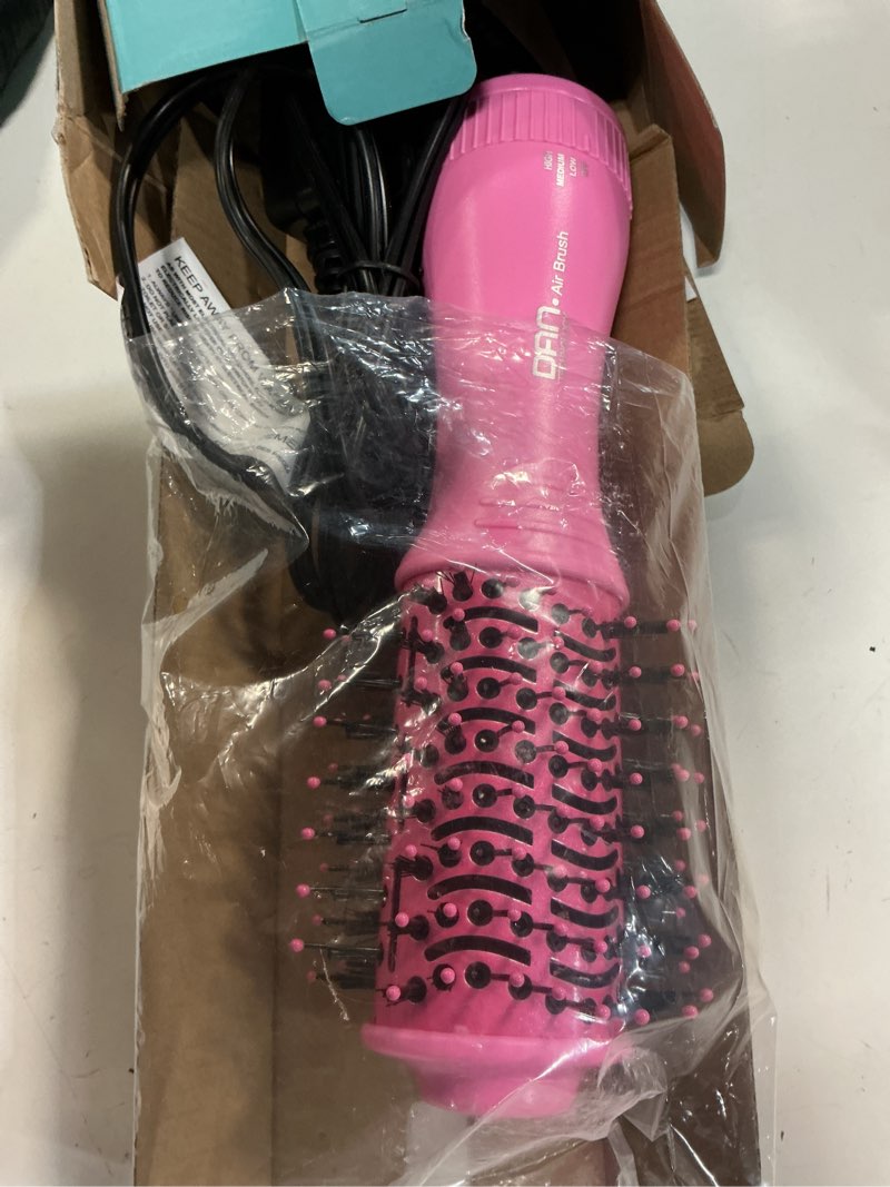 Condition photo showing Good Condition for mini travel ceramic blow dryer brush for short to medium hair, 2 inch oval styling hot air brush with 3 heat settings, lightweight volumizing & smoothing tool, 120v, pink new pink