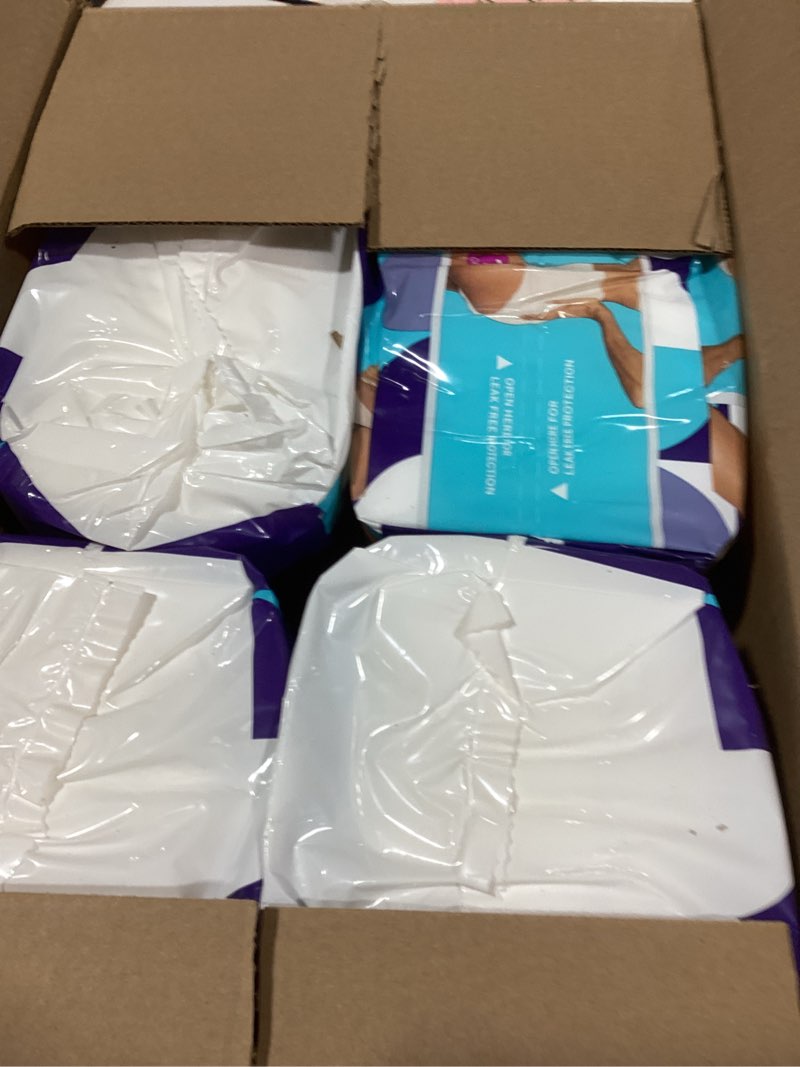 Condition photo showing New/Like New for Because Adult Incontinence Underwear for Sensitive Skin - Women - Premium Overnight Disposable Briefs, Anti Odor - White, Large - Absorbs 6 Cups - 56 Count (4 Packs of 14) Large (56 Count)