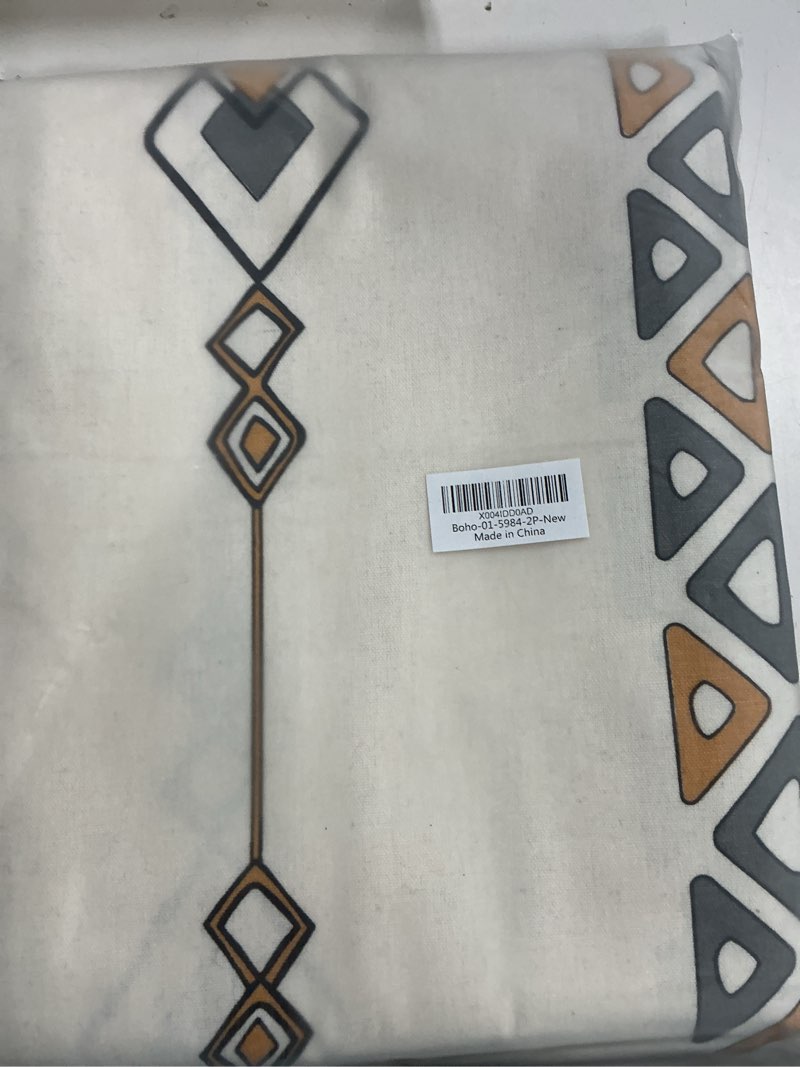 Condition photo showing New/Like New for coral fish boho curtains bohemian window treatments with tassels fringe & geometric print for living