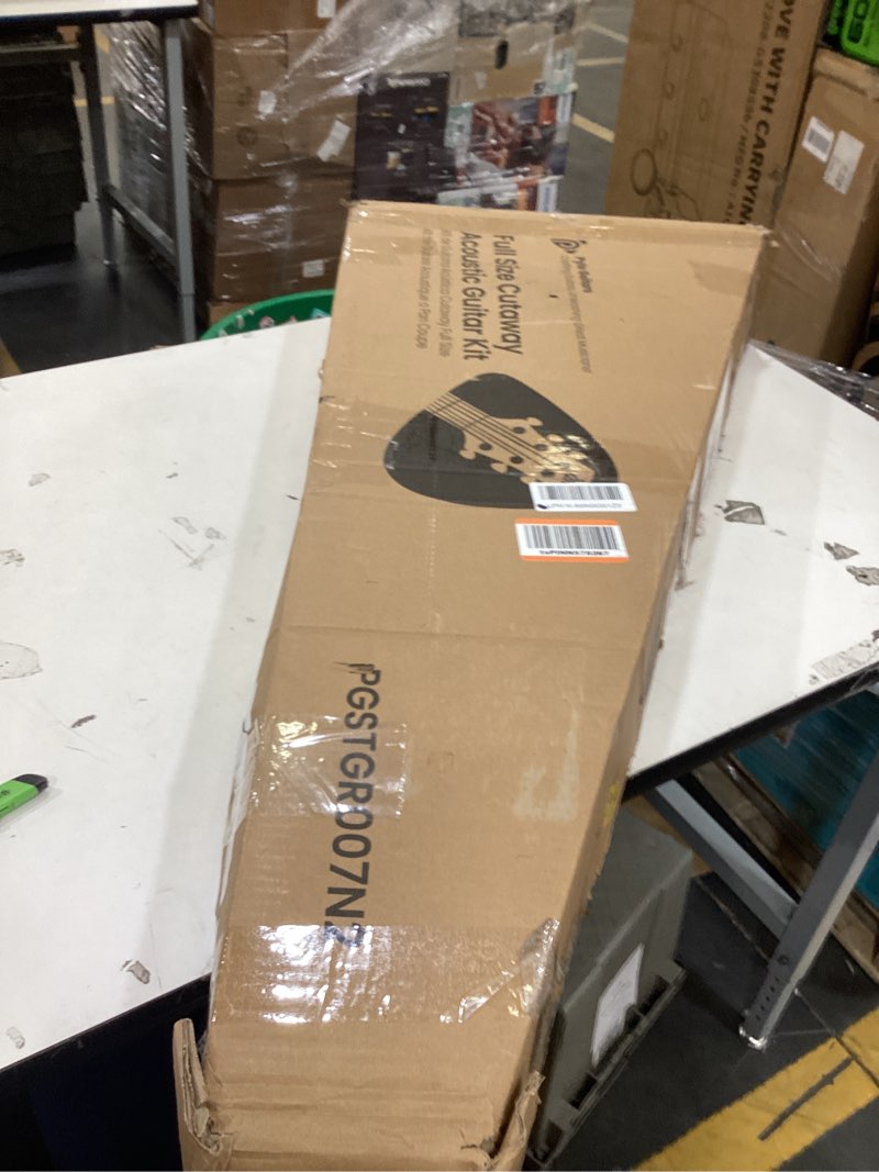 pyle steel string acoustic guitar kit, 4/4 full size cutaway all-wood guitarra acustica with premium accessory set and upgraded gig bag, 41" natural glossy natural glossy 41"