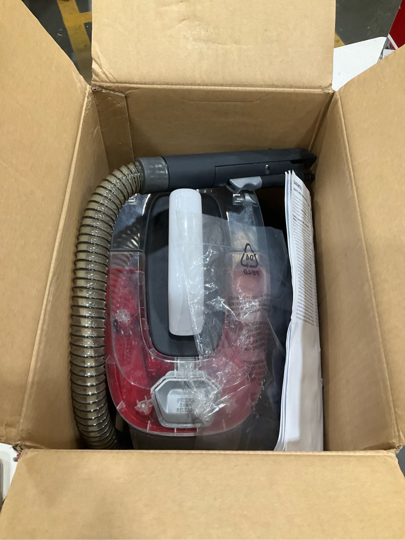 Condition photo showing As Is for hoover cleanslate plus portable carpet + upholstery spot cleaner machine, powerful suction with versatile tools, pet stain remover, car and auto detailer, pair with hoover carpet cleaner solution