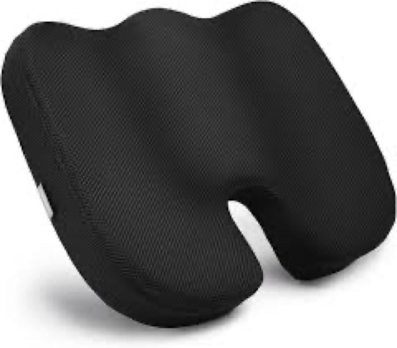 dmi seat cushion for sciatica pain relief and tailbone pain, office desk chair cushion for sitting, car seat cushion, sitting pillow, molded foam seat, black