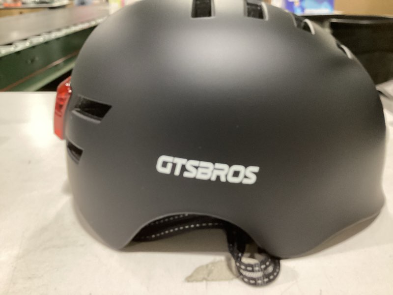 Condition photo showing New/Like New for Bike Helmets for Adults - Front and Rear LED Lights Adjustable Bicycle Helmet for Adults Men Women Scooter Helmet for Commuting, Road Biking, Skating, Scooter Black M/L 56.5-59.5CM