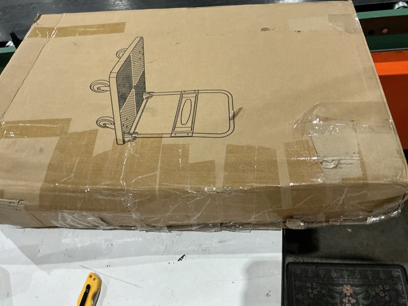 Condition photo showing As Is for heavy duty flatbed platform trolley cart on wheels