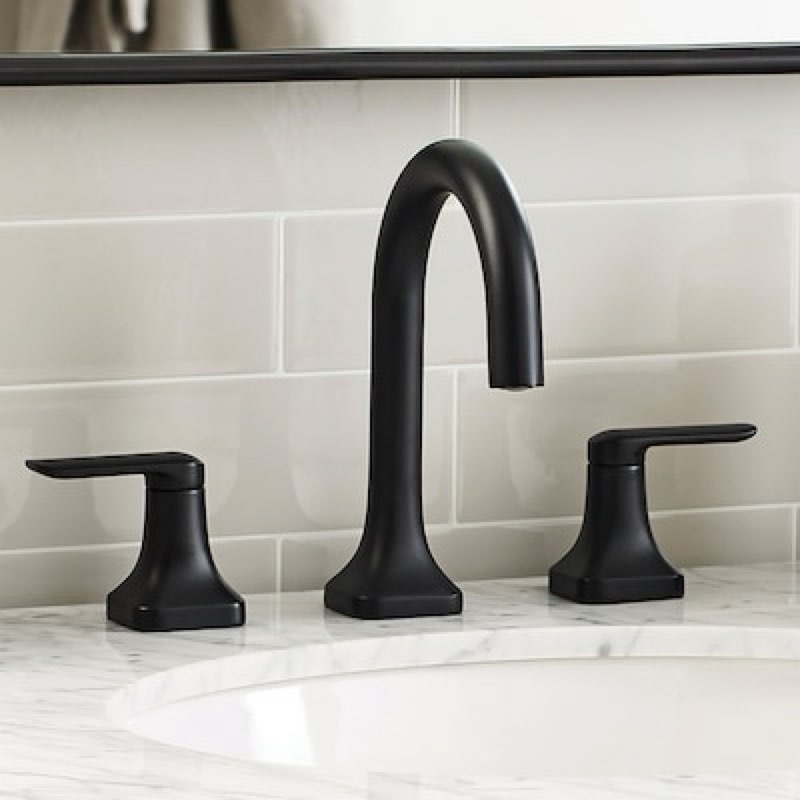 allen + roth dunmore matte black widespread 2-handle watersense high