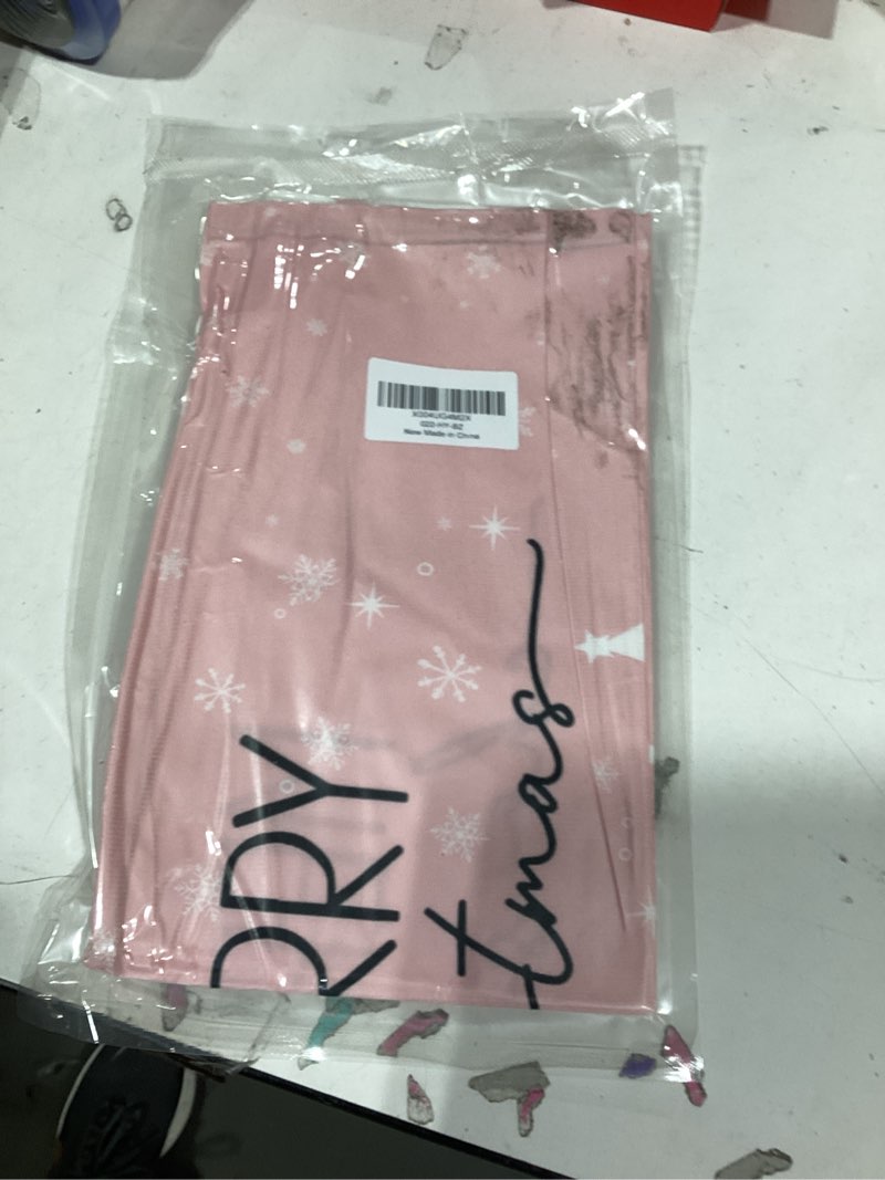 Condition photo showing New/Like New for Pink Merry Christmas Pillow Covers 12x20, Preppy Christmas Decor, Pink and White Xmas Tree Snowflake Winter Lumbar Throw Pillow Covers for Girls Room Dorm Apartment Pink Background With a White Christmas Tree