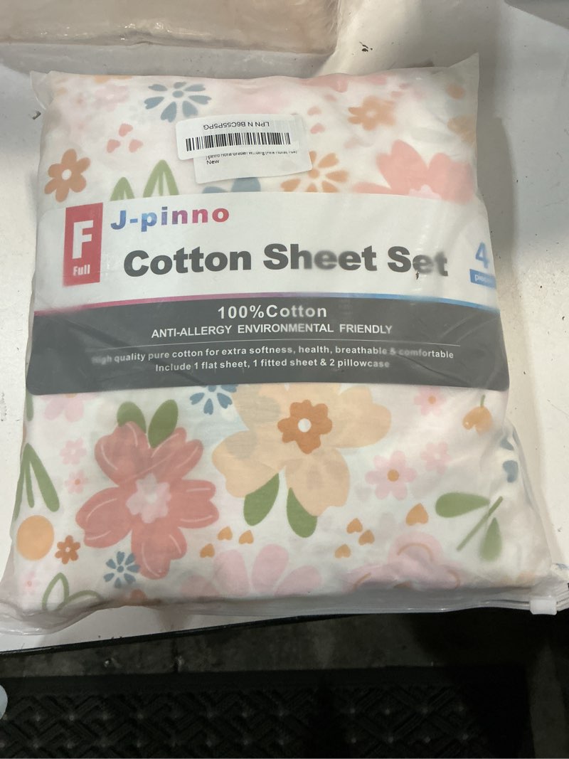Condition photo showing New/Like New for j-pinno floral graden wildflower cartoon cute cozy fun 4 pcs full sheet set for kids girls children100% cotton flat sheet + fitted sheet + pillowcase bedding (pink floral, full) full pink floral