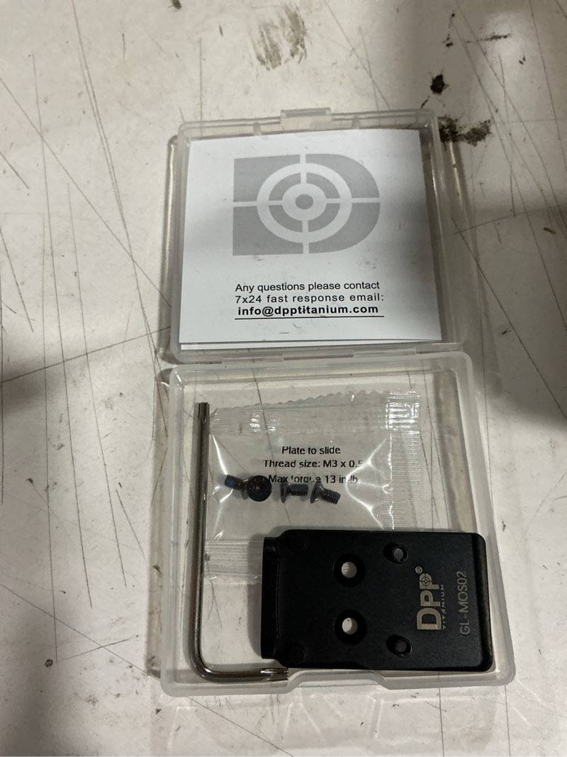 Condition photo showing Good Condition for dpp titanium adapter plate compatible with glock gen 3 to gen 5 17 19 mos holosun 407/507c/508t trijicon rmr/sro