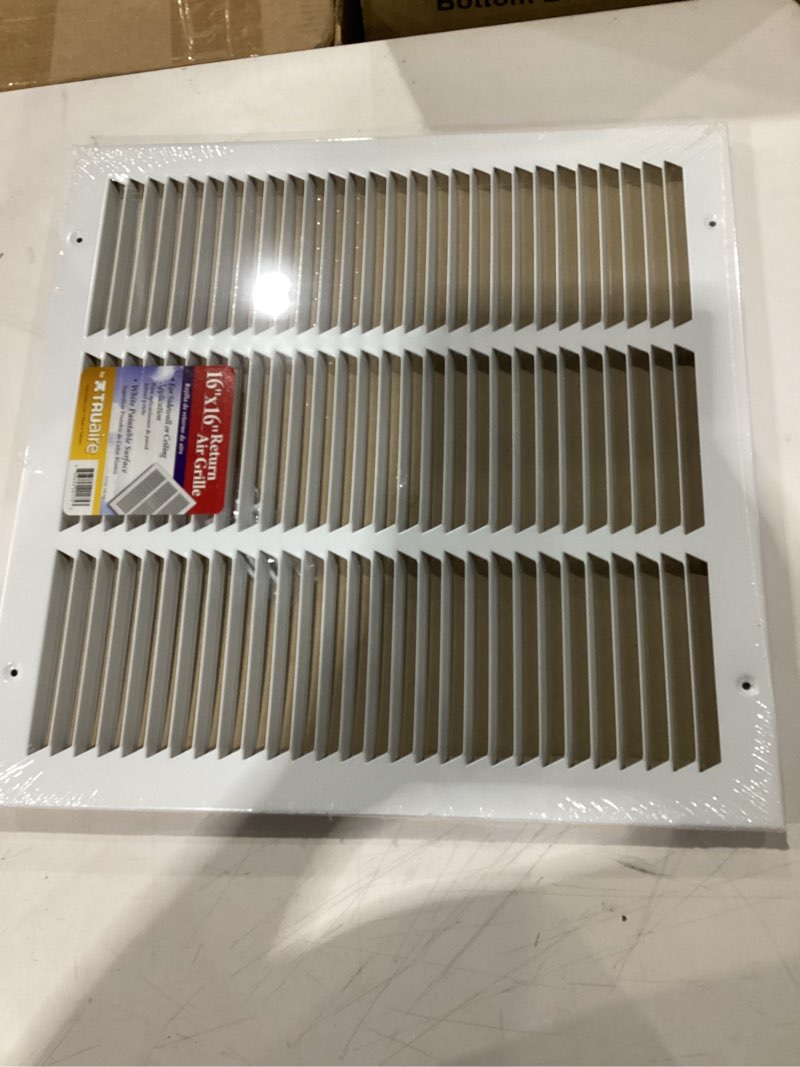 Truaire C170 16X16(Duct Opening Measurements) Sidewall or Ceiling Return Air Grille, 16-Inch x 16-Inch, White-Powder Coated
