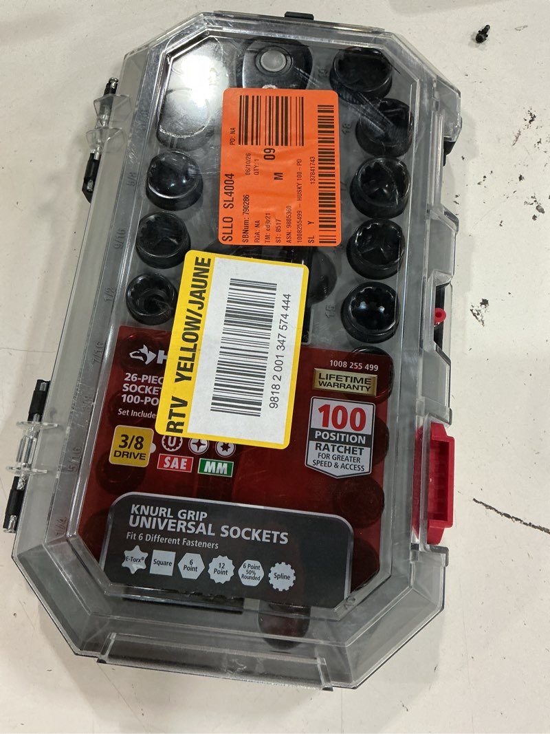 Condition photo showing Good Condition for husky 100-position 3/8 in. drive universal socket wrench set (26-piece)