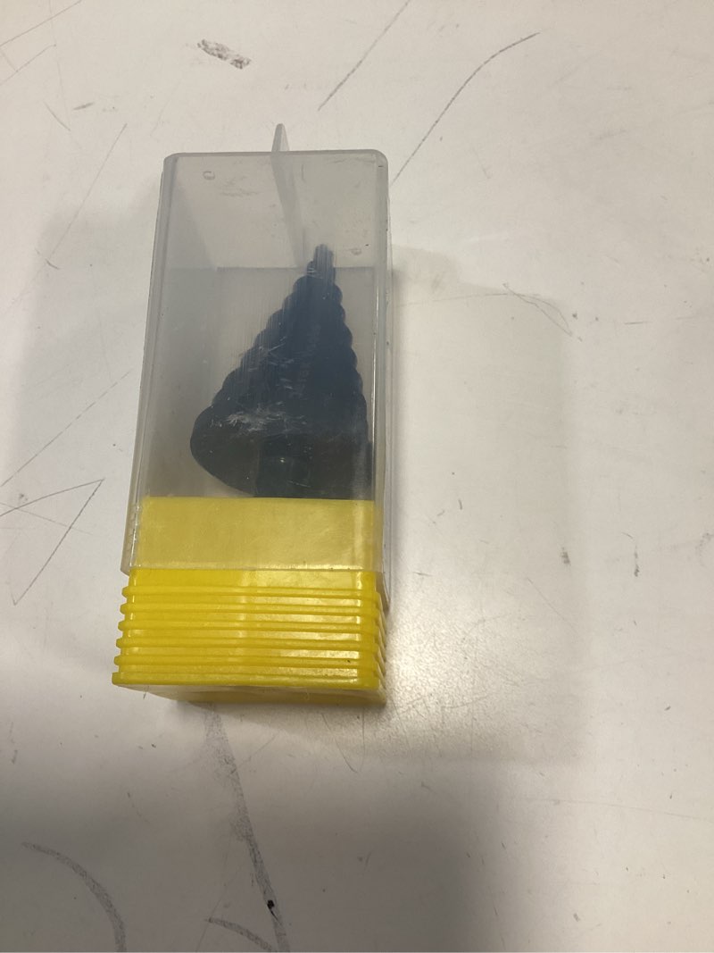 Condition photo showing Good Condition for hss 1/4-2 inch large high speed steel step drill bits, doubles flutes large step bits for hole drilling in iron, copper, aluminum, wood, plastic visit the jerax tools store 1 2"
