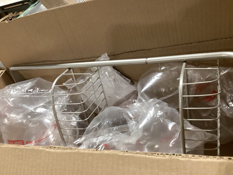 Condition photo showing Good Condition for mDesign Stainless Steel Bath/Shower Over Door Caddy, Hanging Storage Organizer 2-Tier Rack with 6 Hooks and 2 Baskets - Holder for Soap, Shampoo, Loofah, Body Wash, Omni Collection, Satin