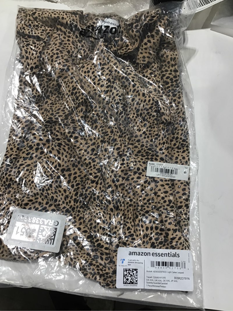 Condition photo showing New/Like New for Amazon Essentials Women's Sleeveless Crossover Twist Neck Faux Wrap Dress XX-Large Light Camel Leopard
