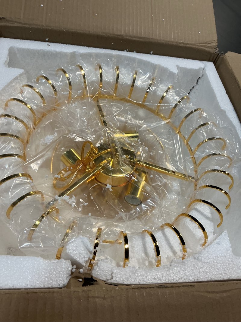 Condition photo showing Good Condition for CVKASH 5 -Lights Crystal Chrome Chandelier Antique Modern Semi Flush Mount Ceiling Light Fixture Ceiling Lamp for Dining Room Kitchen Bedroom Living Room Hallway with E12 Silver 15.4 Inch