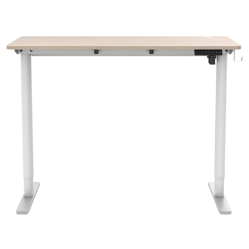 mainstays electric standing desk, height adjustable desk, 44 x 24 inches ergonomic stand up desk with four height memory presets, headphone hook and cable management, natural top