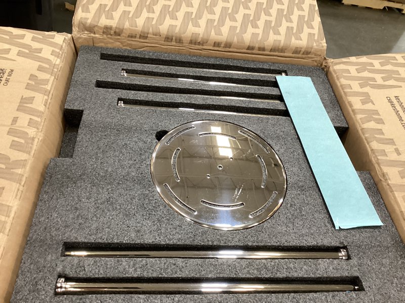 Condition photo showing Good Condition for kes outdoor towel tack for hot tub, pool towel rack outdoor with natural marble base 59" h 18/8 stainless steel adjustable 3 arms with storage tray, polished finish, otr200