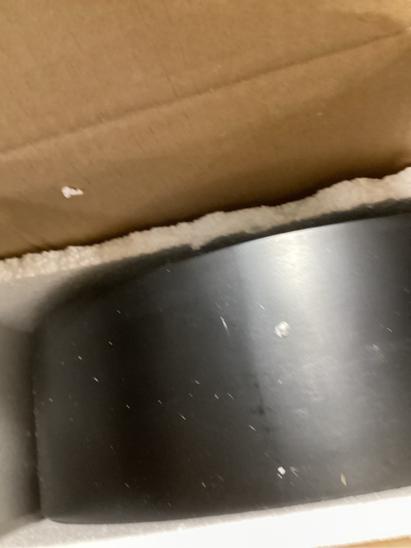 Condition photo showing New/Like New for kate and laurel hutton modern capsule wall shelf; 16 x 28; black; minimal round oval wall shelves for above toilet bathroom storage